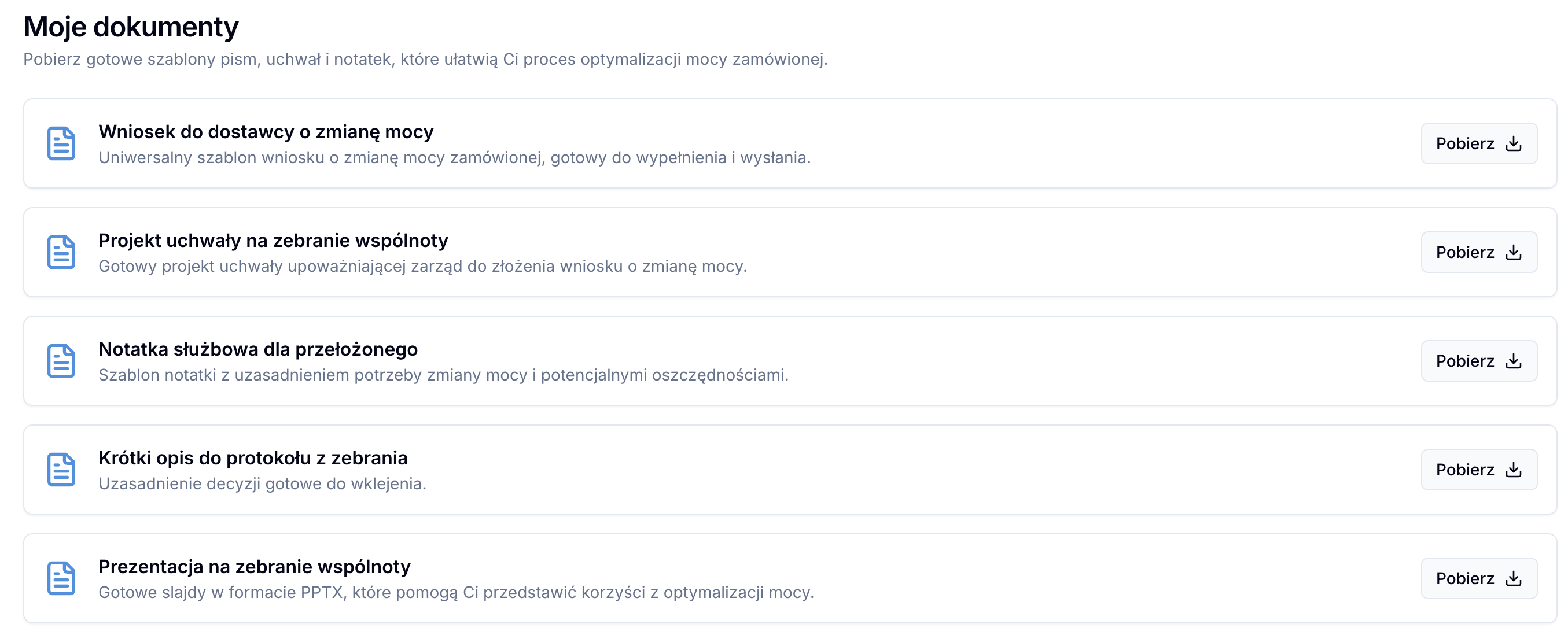 Wygenerowane dokumenty